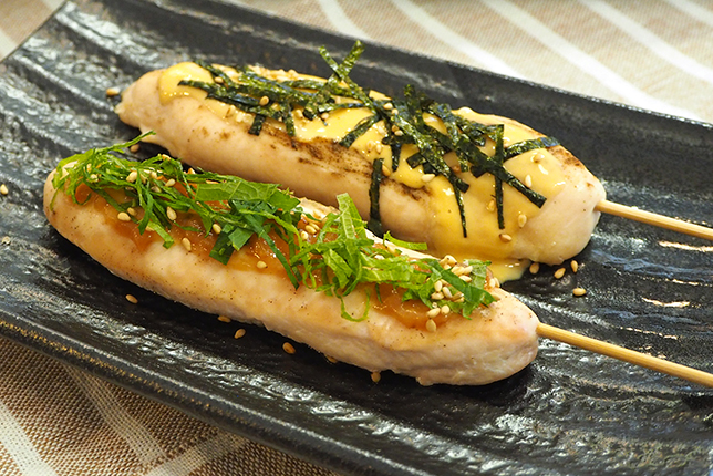 ココットプレートで鶏ささみのヘルシー焼き鳥