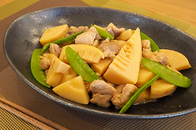 たけのこと鶏肉の甘辛煮の出来上がり