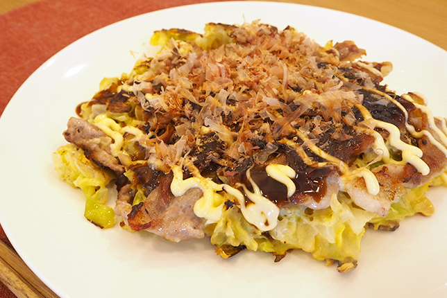 焼き物アシストでお好み焼きが作れました