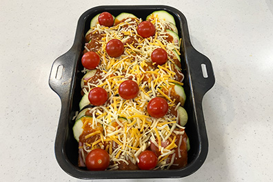 フェイシスグランドで夏野菜のミルフィーユチーズ焼き