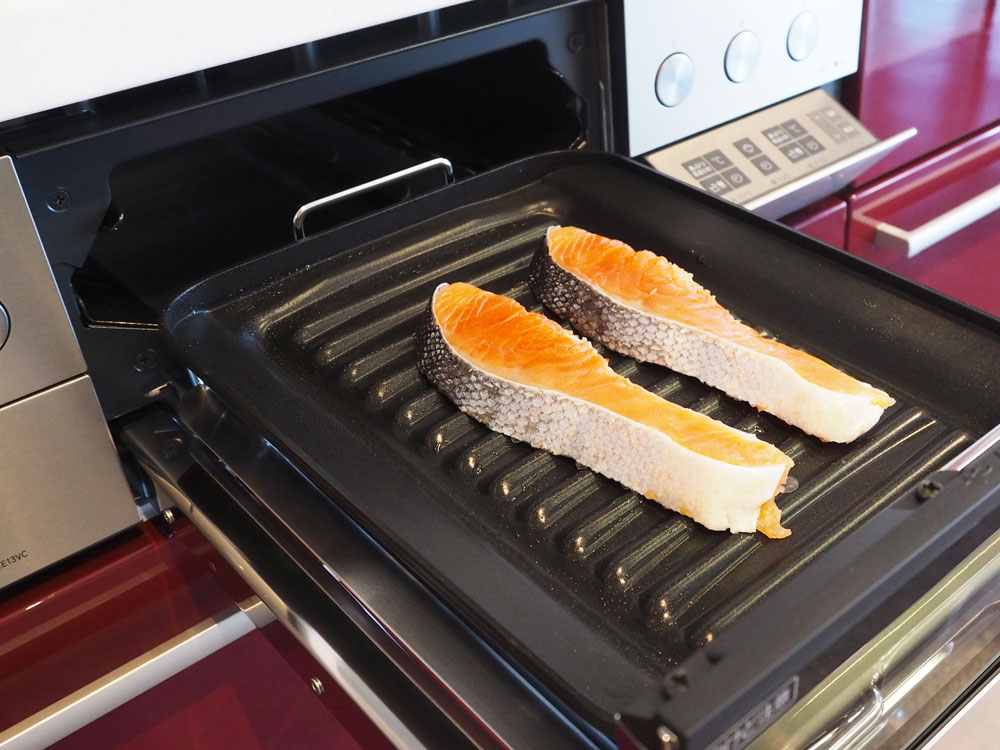 ガスコンロ焼き鮭体験