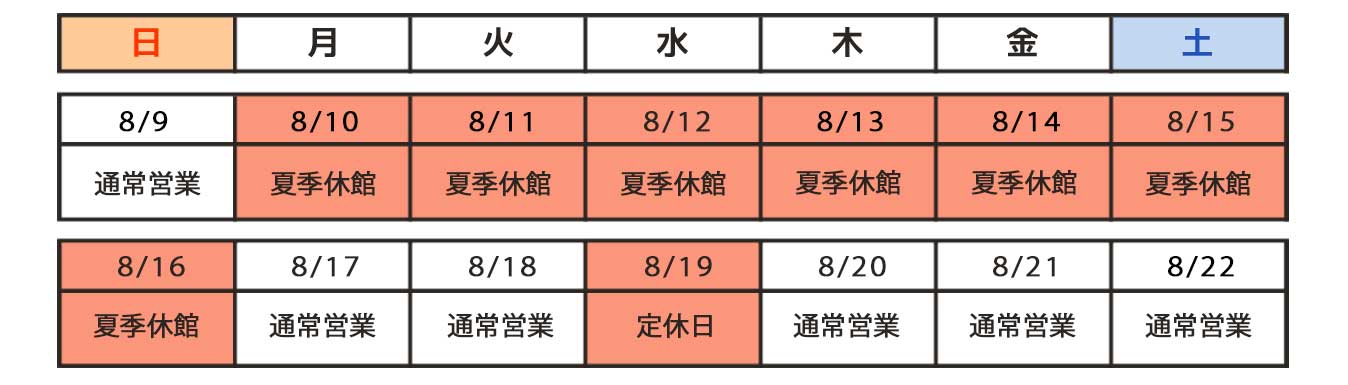 エコカナショールーム2026夏季休館
