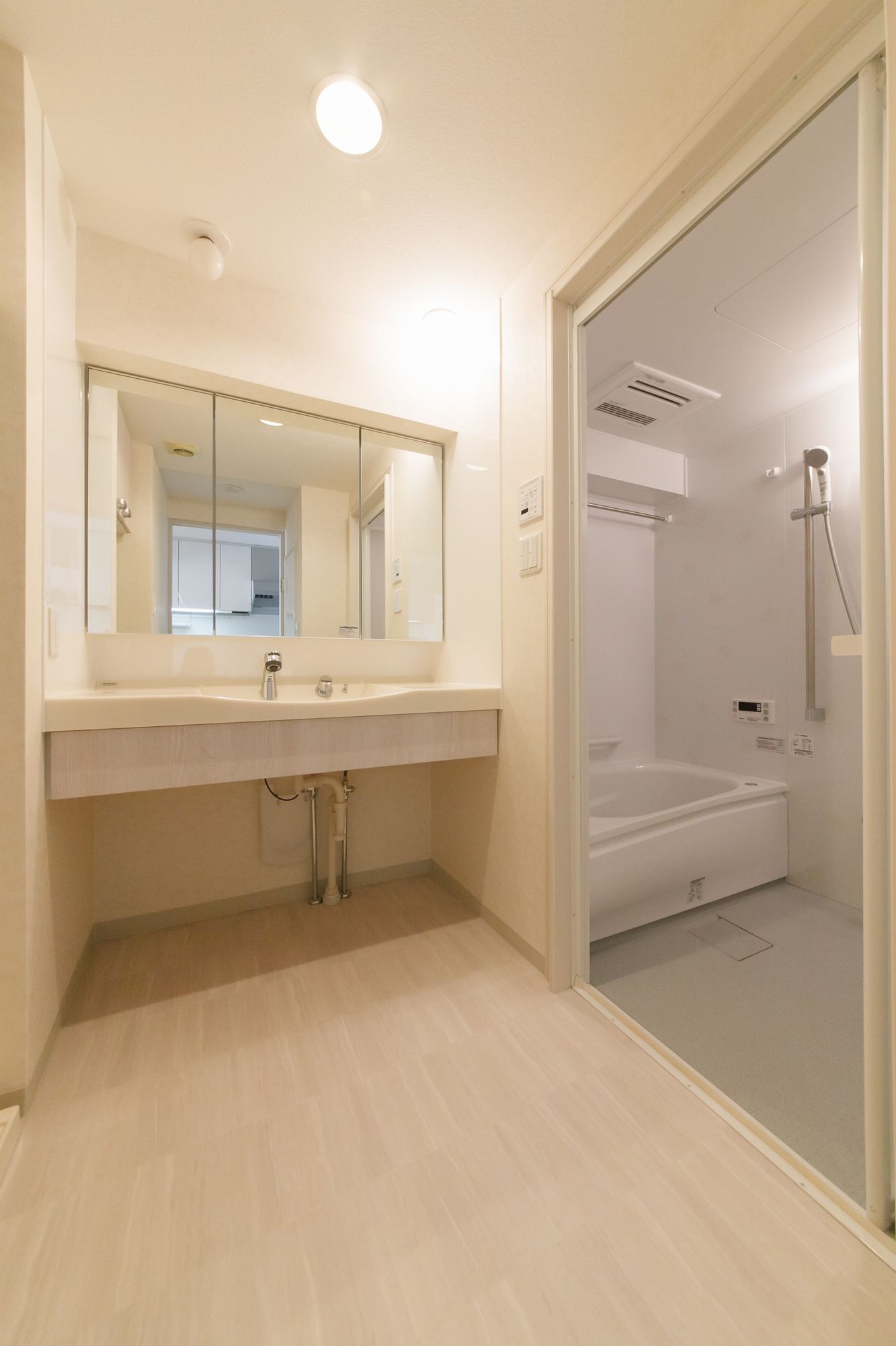 玄関に大容量収納洗面下には猫トイレスペース設置キッチンはトクラスbbに交換マンションシンプルリフォーム神奈川横浜実例です 玄関に大容量収納洗面下には猫トイレスペース設置キッチンはトクラスbbに交換マンションシンプルリフォーム神奈川横浜実例です