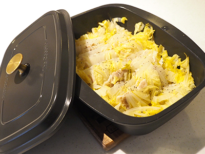 ザ・ココットで白菜と豚肉の重ね蒸し
