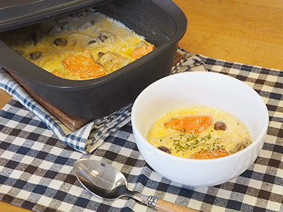 ザココットでサーモンのクリームスープ