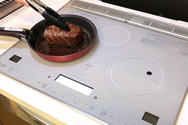 レンジグリルIHのリレー調理