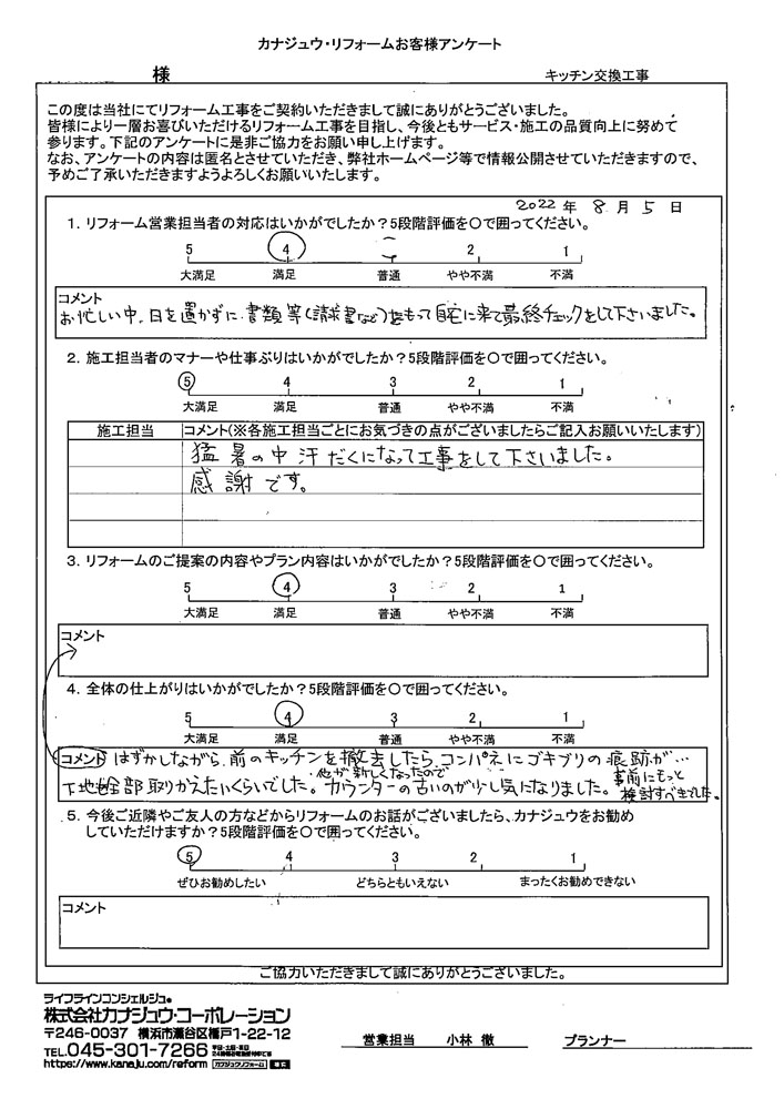 猛暑の中、汗だくになって工事をして下さいました。感謝です。