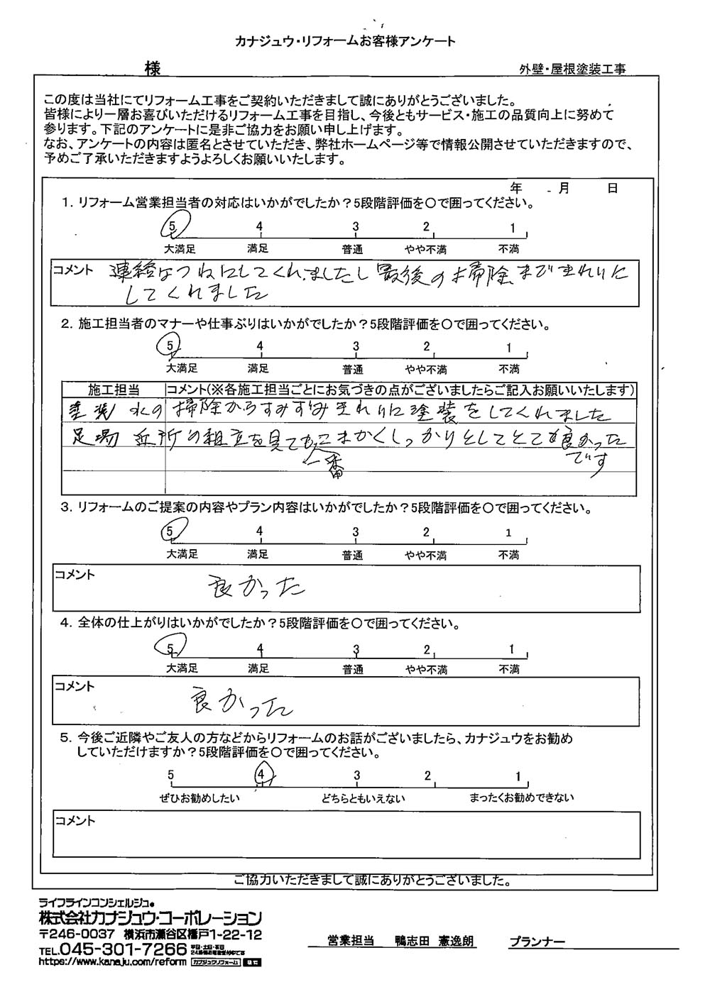連絡はつねにしてくれましたし最後の掃除まできれいにしてくれました。