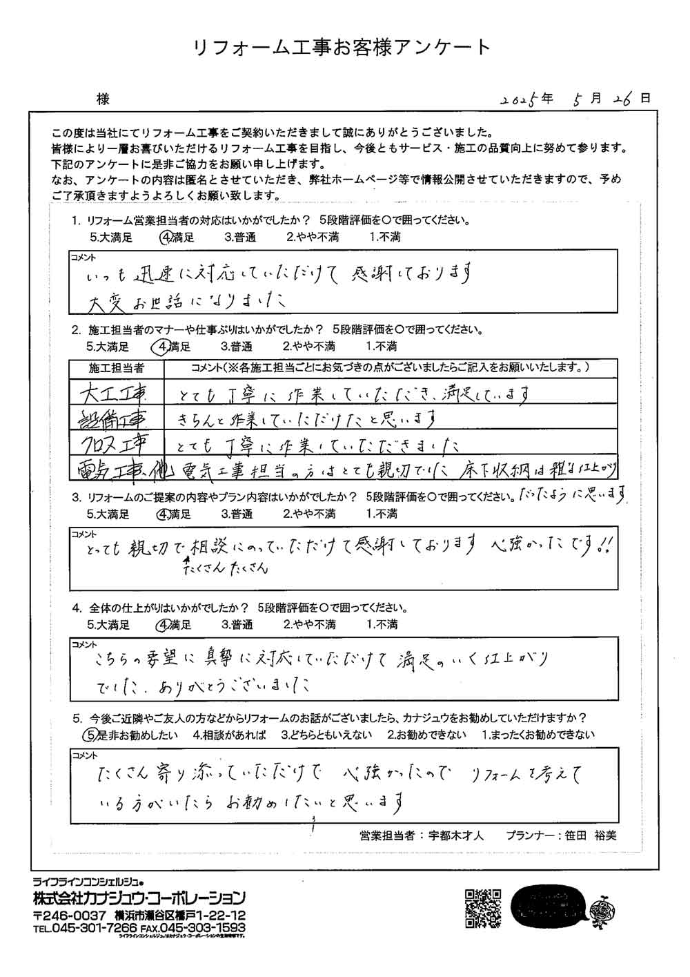 とっても親切でたくさんたくさん相談にのっていただけて感謝しております。心強かったです。