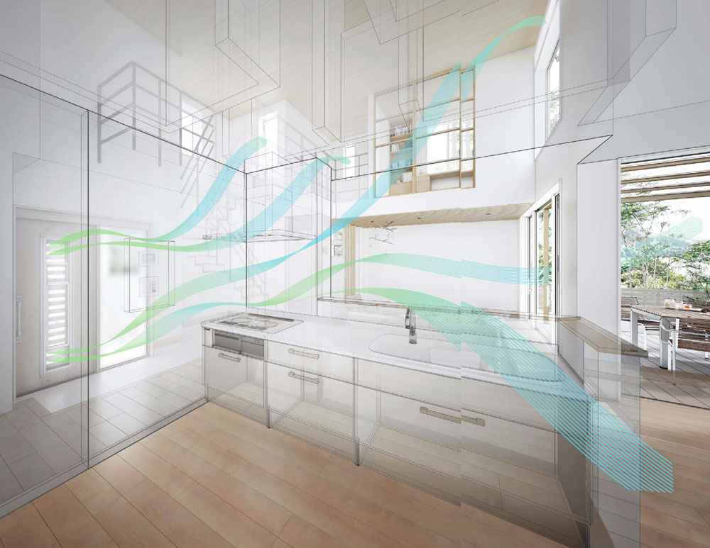 風の通り道をイメージした空間